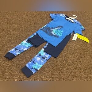 NWT Carter's 4 pc set Blue T-Shirt, pants shorts PJ casual boys Midnight snack